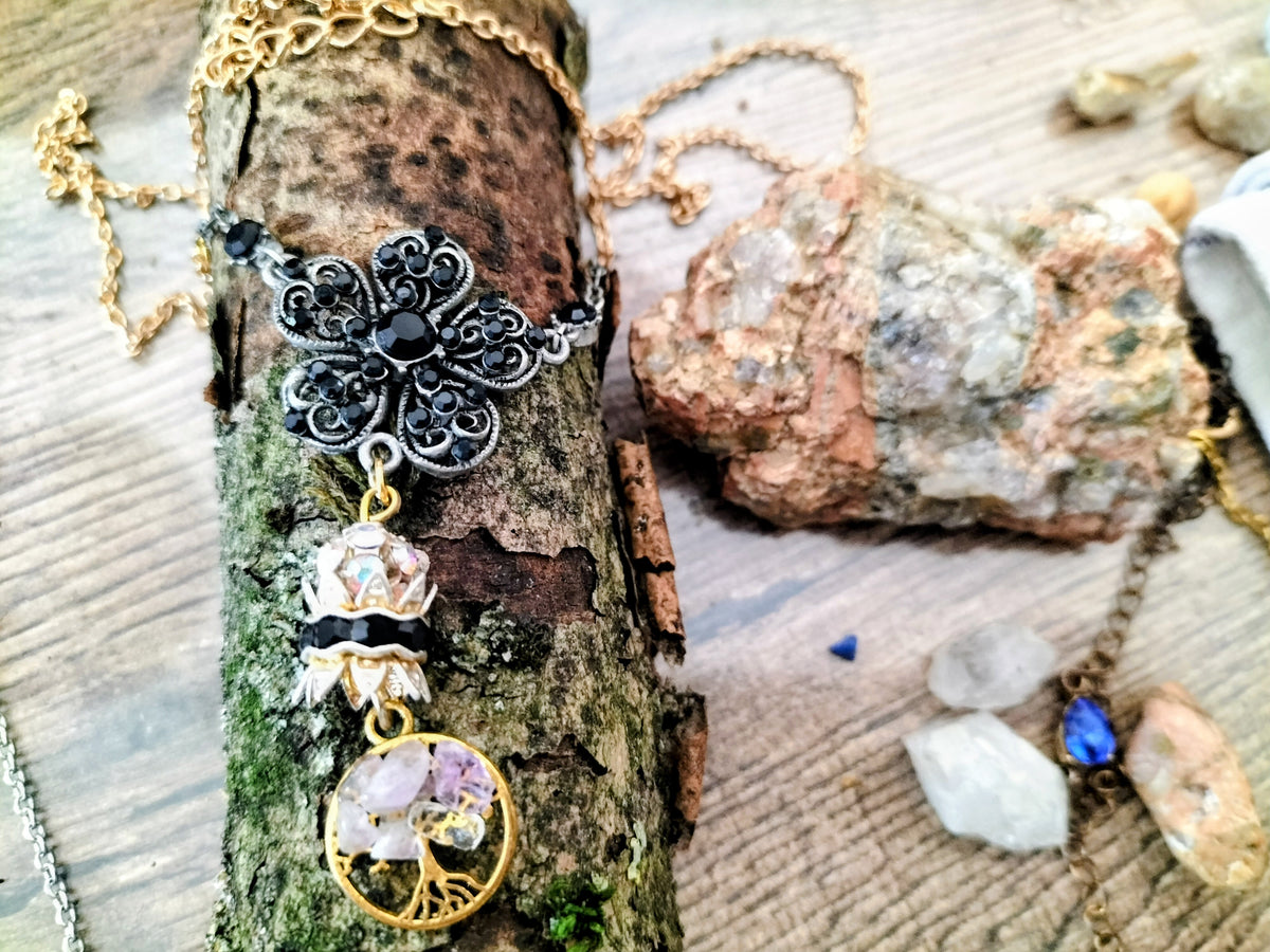 Collier fleur noir