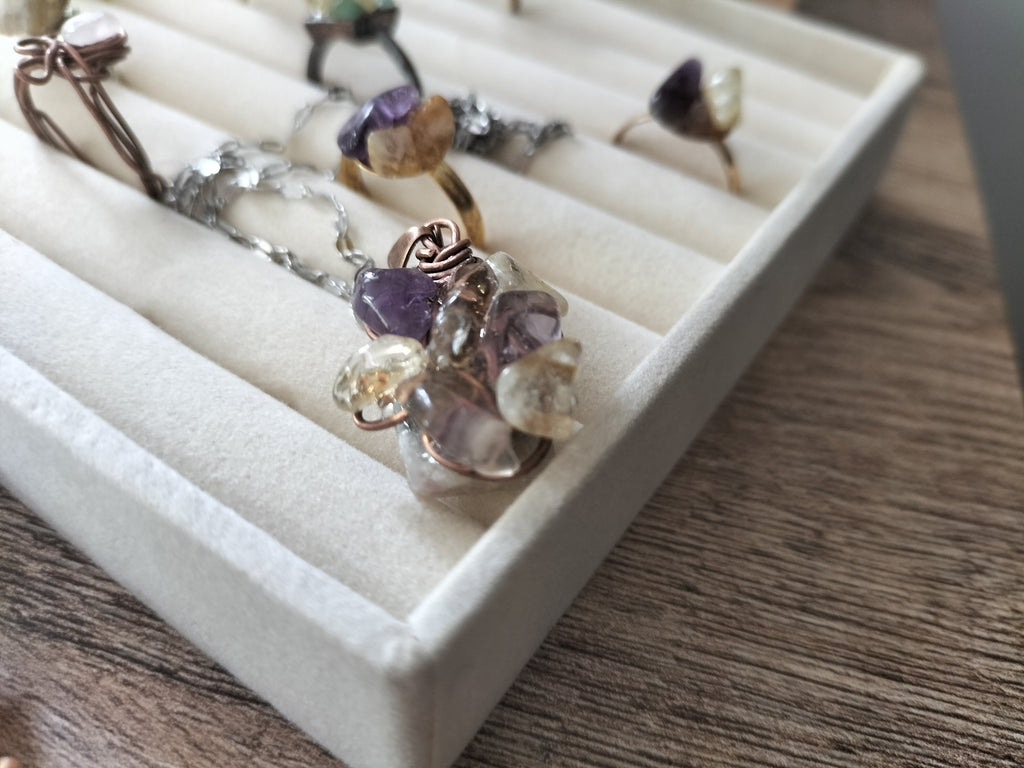 Collier pétale enchantée de citrine et améthyste